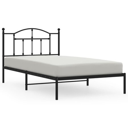 vidaXL Cadre de lit métal avec tête de lit noir 107x203 cm