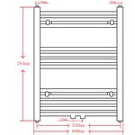 vidaXL Sèche-serviettes eau chaude à rails droits noir 600x764 mm
