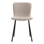 Chaise de salle à manger en bouclette beige avec pieds noirs