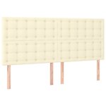 vidaXL Lit à sommier tapissier avec matelas Crème 200x200cm Similicuir
