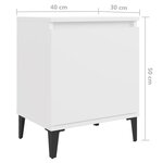 vidaXL Tables de chevet avec pieds en métal 2 Pièces Blanc 40x30x50 cm