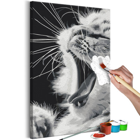 Tableau à peindre par soi-même - yawning kitten l x h en cm 40x60