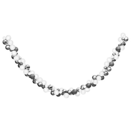 vidaXL Guirlande de Noël avec boules blanc et gris 175 cm polystyrène