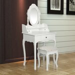 vidaXL Coiffeuse avec miroir et tabouret Blanc
