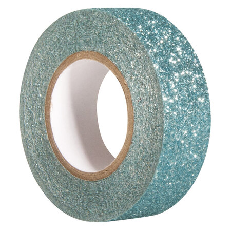 Bande scintillante  bleu lagon  15mm  rouleau 5m