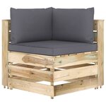 vidaXL Salon de jardin 7 Pièces avec coussins Bois imprégné de vert