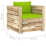 vidaXL Salon de jardin 8 Pièces avec coussins Bois imprégné de vert