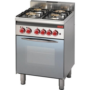 Fourneau 4 feux gaz sur four electrique à convection - 12 2 kw - gastro m -  - acier inoxydable 600x600x850mm