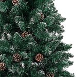 vidaXL Sapin de Noël mince pré-éclairé et boules vert 210 cm