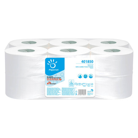 Papier toilette mini jumbo double épaisseur blanc - colis 12 rouleaux 170 m - papernet