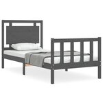 vidaXL Cadre de lit avec tête de lit gris petit simple bois massif