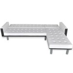 vidaXL Canapé-lit d'angle Cuir synthétique Blanc