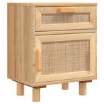 vidaXL Tables de chevet 2 Pièces Marron Bois pin massif et rotin naturel