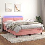 vidaXL Sommier tapissier avec matelas et LED Rose 140x200 cm Velours