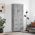 vidaXL Buffet haut Gris béton 69 5x34x180 cm Bois d'ingénierie