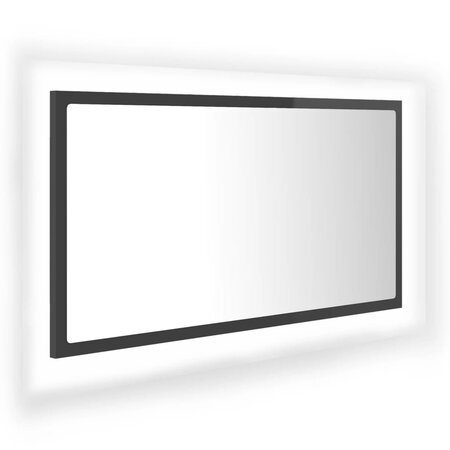 vidaXL Miroir LED de salle de bain Gris brillant 80x8 5x37cm Acrylique