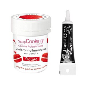 Colorant alimentaire Rouge + Stylo de glaçage noir