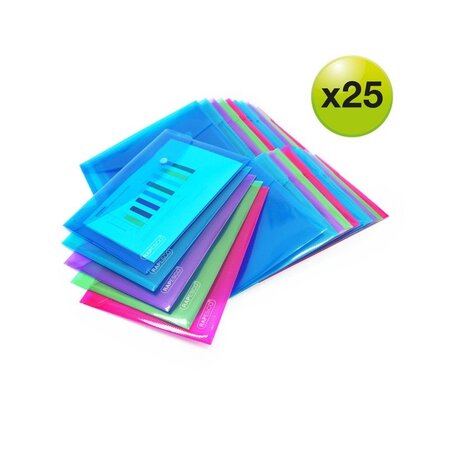 Lot 25 pochettes a5 couleurs assorties rapesco 1498