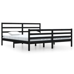 vidaXL Cadre de lit Noir Bois de pin massif 200x200 cm