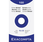 Étui De 100 Fiches - Bristol Uni Non Perforé 75x125mm - Blanc - X 10 - Exacompta