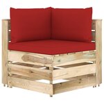vidaXL Salon de jardin 4 Pièces avec coussins Bois imprégné de vert