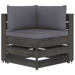 vidaXL Salon de jardin 5 Pièces avec coussins Bois imprégné de gris