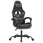 vidaXL Chaise de jeu pivotante repose-pied Noir camouflage Similicuir