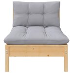 vidaXL Canapé 2 places de jardin et coussins gris Bois de pin solide