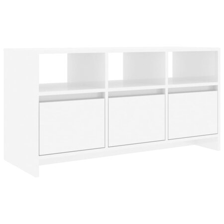 vidaXL Meuble TV Blanc brillant 102x37 5x52 5 cm Aggloméré