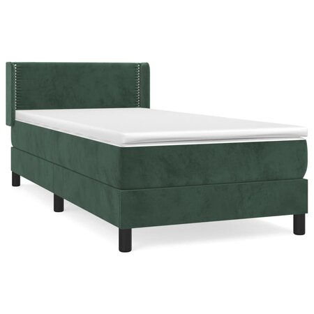 vidaXL Lit à sommier tapissier et matelas Vert foncé 80x200 cm Velours