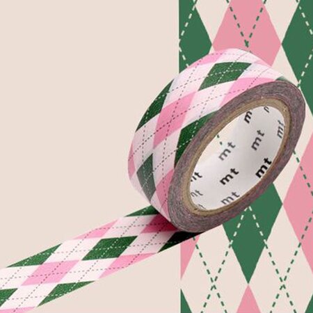 Masking Tape MT écossais rose/vert