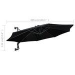 vidaXL Parasol mural avec mât en métal 300 cm Noir