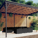 vidaXL Salon de jardin 10 Pièces avec coussins Noir Résine tressée