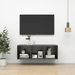 vidaXL Meuble TV mural Gris 37x37x107 cm Aggloméré