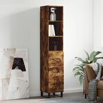 vidaXL Buffet haut Chêne fumé 34 5x34x180 cm Bois d'ingénierie