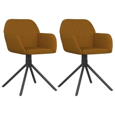 vidaXL Chaises pivotantes à manger lot de 2 Marron Velours