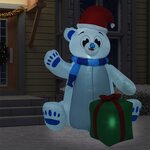 vidaXL Ours polaire gonflable de Noël à LED pour Int/Ext 2 4 m