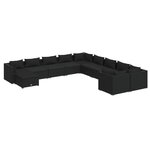 vidaXL Salon de jardin 11 Pièces avec coussins Résine tressée Noir
