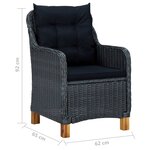 vidaXL Ensemble de salle à manger de jardin 3 Pièces Gris foncé