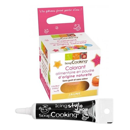 Colorant alimentaire naturel Jaune + Stylo de glaçage noir