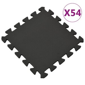 vidaXL Tapis de sol 54 Pièces 4 86㎡ Mousse EVA Noir