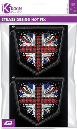Transfert thermocollant clou et strass Coeur UK 12x11cm