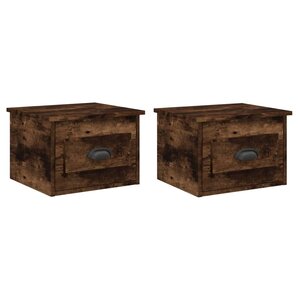 vidaXL Tables de chevet murales 2 Pièces chêne fumé 41 5x36x28 cm