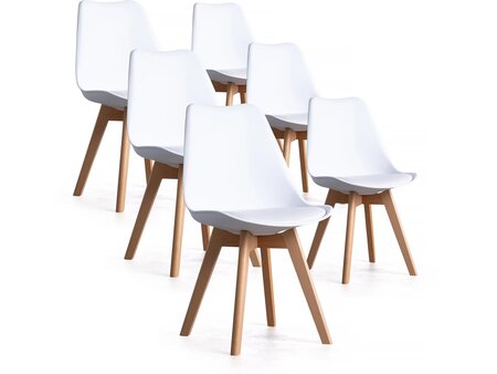 Lot de 6 chaises scandinaves "BJORN"-  48 x 43 x 80 cm - Blanc
