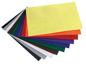 Pqt de 10 Feutrine de bricolage 200 x 300 mm 150 g Assorties FOLIA