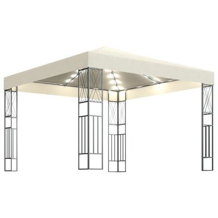 vidaXL Tonnelle avec guirlande lumineuse à LED 3x3 m Crème Tissu