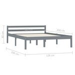 vidaXL Cadre de lit Gris Bois de pin massif 120 x 200 cm