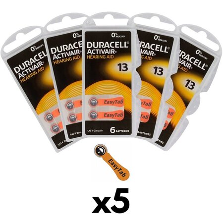 Piles auditives duracell activair 13  5 plaquettes