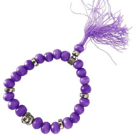 Bracelet bouddhiste en perles de bois - modèle violet