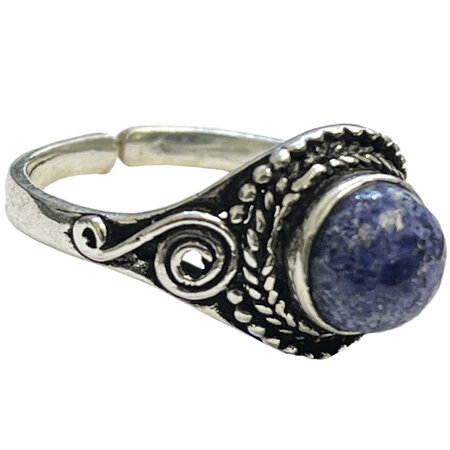 Bague ajustable en laiton et lapis lazuli